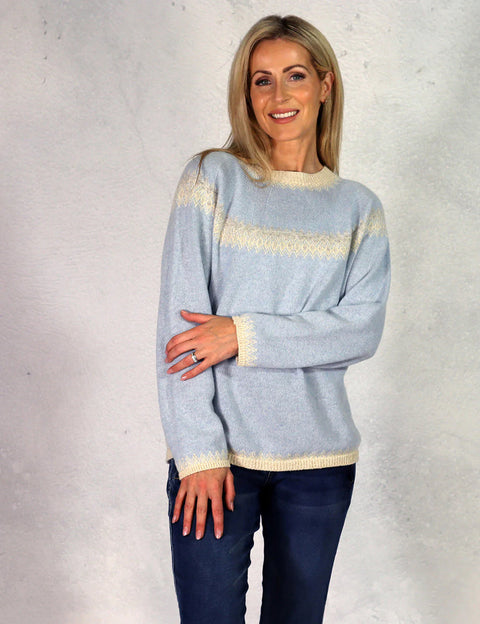 Deck Sparkle Winter Knit - Cashmere - Blue & Taupe