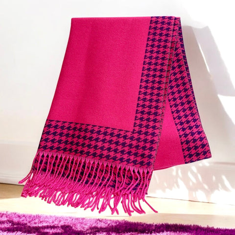 Luxury Cashmere Scarf Pink/Navy