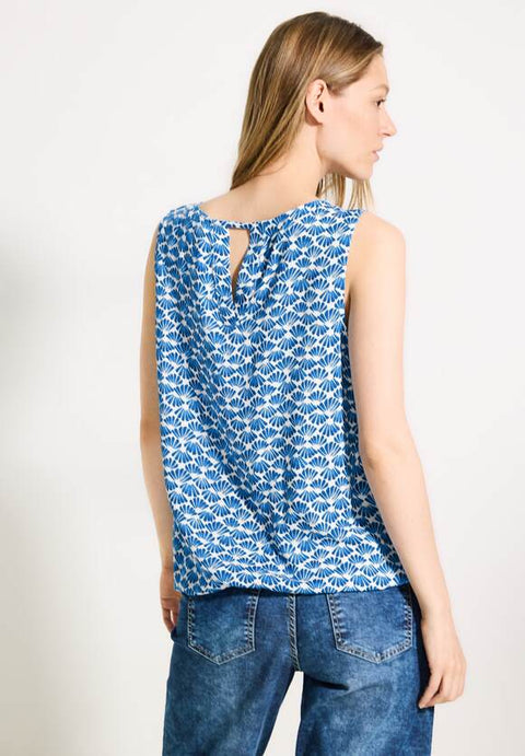 Cecil Printed Top Azure Blue
