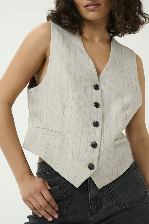 Kaffe Kayaska Waistcoat - Grey Pinstripe
