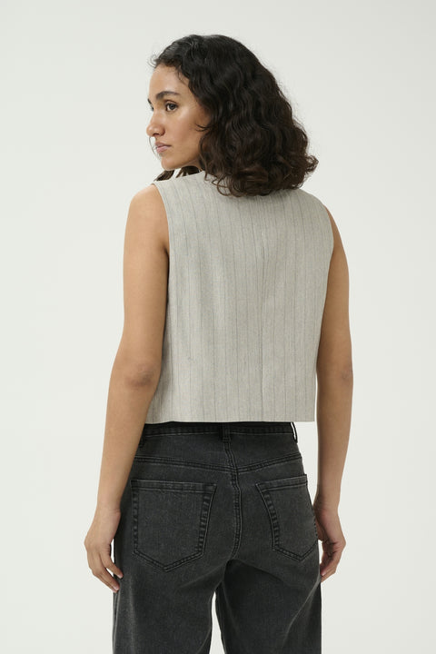 Kaffe Kayaska Waistcoat - Grey Pinstripe