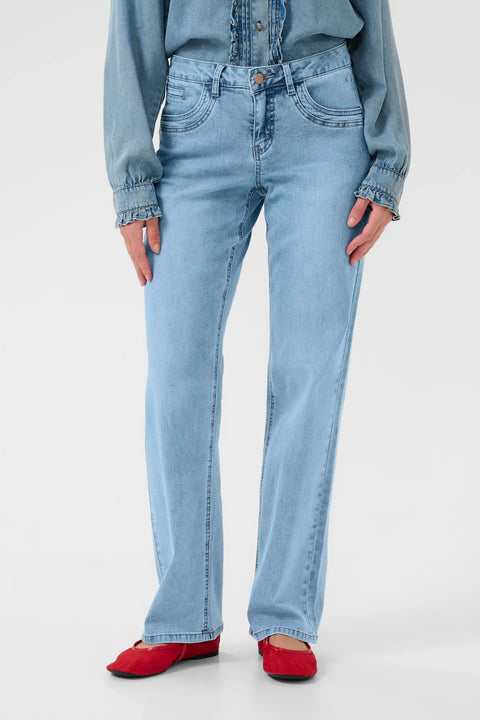 Cream Straight Leg Jeans - CoCo Fit