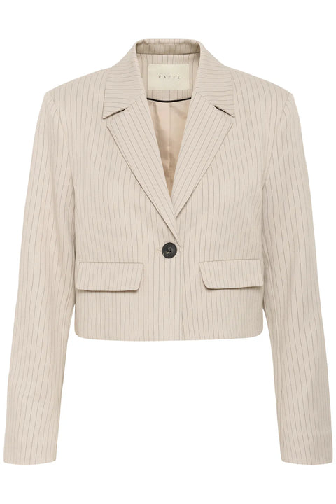 Kaffe Serena Crop Blazer Beige/Black Stripe