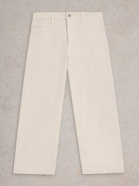 White Stuff Tia Cropped Wide Leg Jean - Natural White