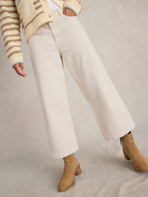 White Stuff Tia Cropped Wide Leg Jean - Natural White