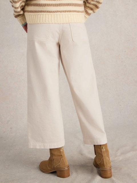 White Stuff Tia Cropped Wide Leg Jean - Natural White