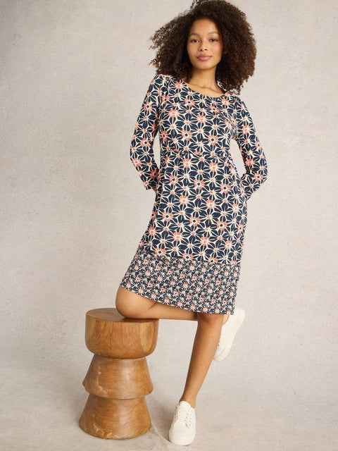 White Stuff  Navy Print  Dress