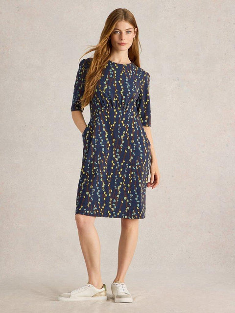 White Stuff Olivia Jersey Dress - Navy Print