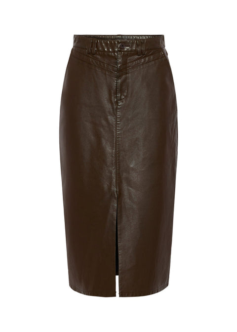 Frnch Nassia Choclate Brown Leather Skirt