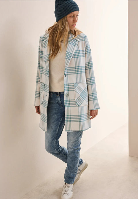 Cecil Check Coat - Mint