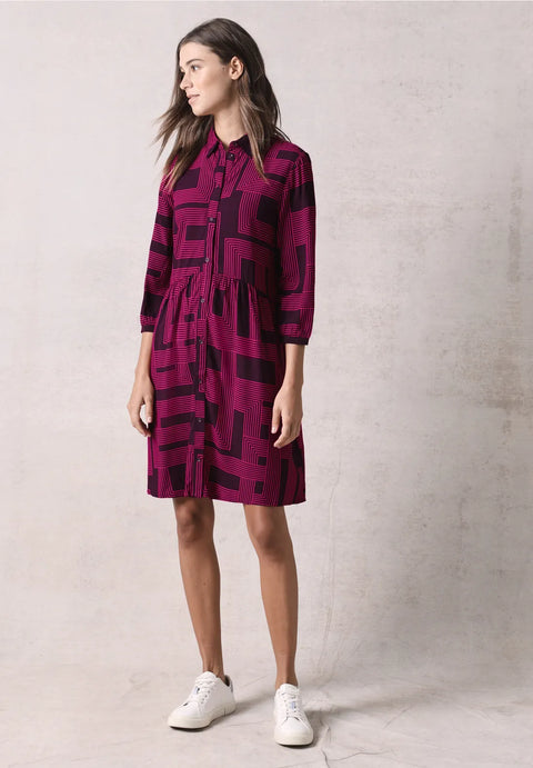 Cecil Printed Dress - Berry