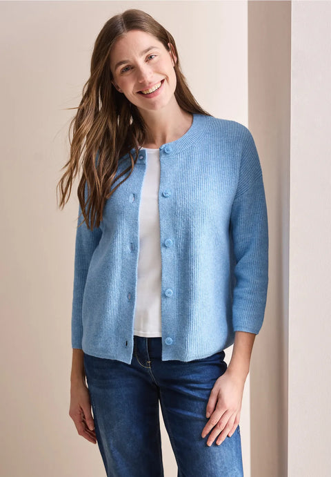 Cecil Short Cosy Cardigan - Light Blue