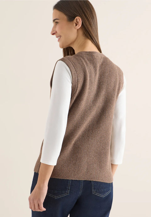 Cecil Rib Structured Vest - Urban Taupe