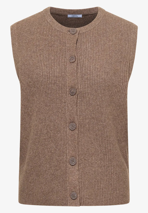 Cecil Rib Structured Vest - Urban Taupe