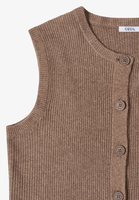 Cecil Rib Structured Vest - Urban Taupe