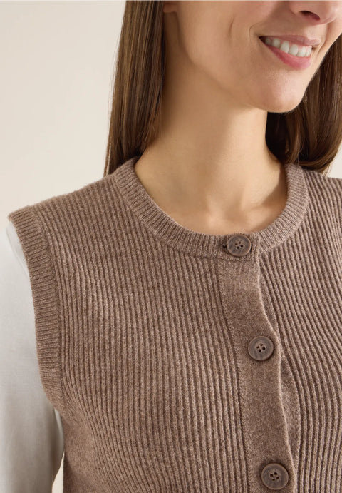 Cecil Rib Structured Vest - Urban Taupe
