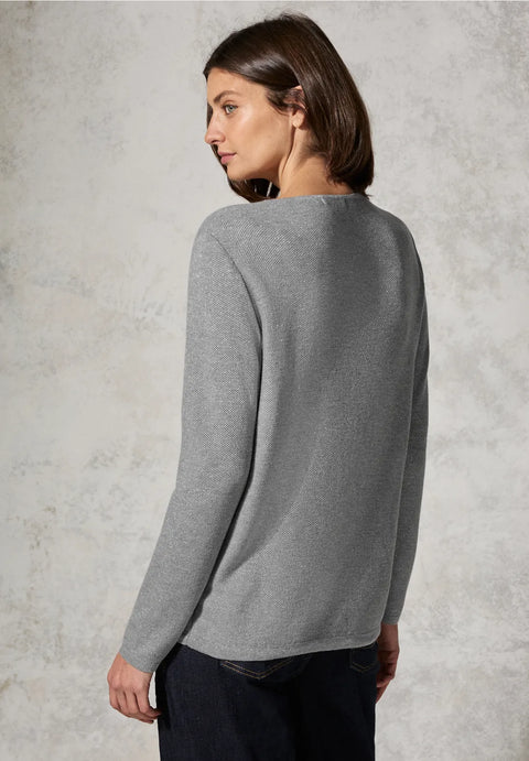 Cecil Structured Lurex V Neck Grey