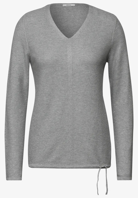 Cecil Structured Lurex V Neck Grey