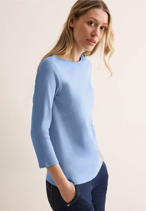 Cecil Basic Cotton Top - Light Blue
