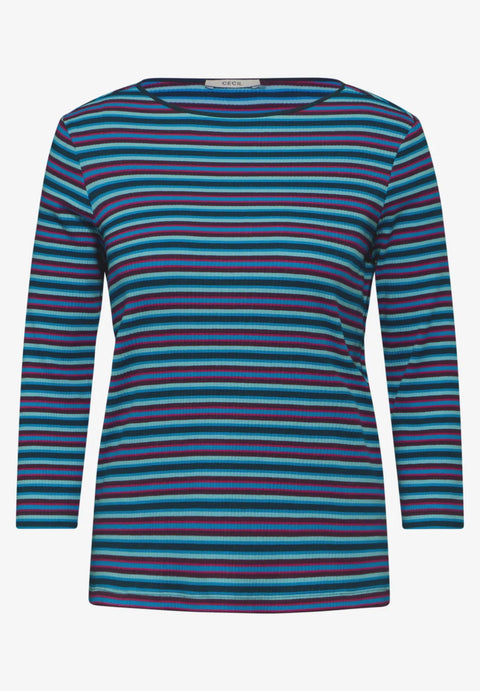 Cecil Multicolor Striped Ribshirt - Blue