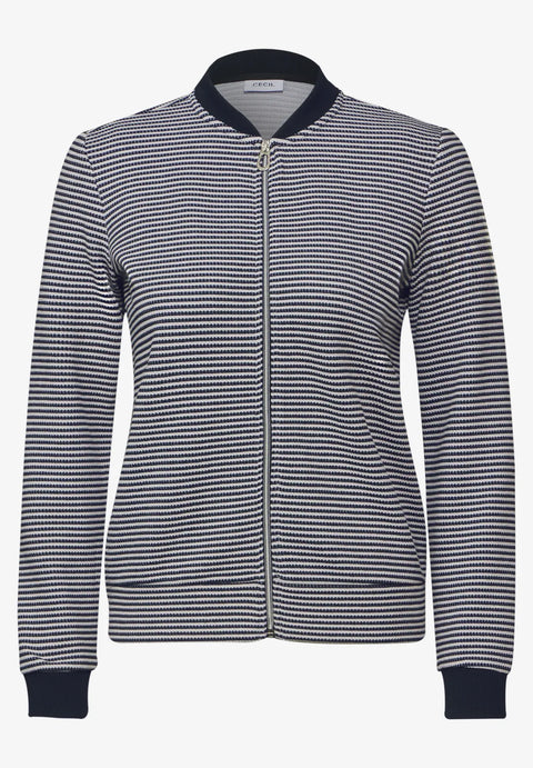 Cecil Navy Striped Sweat Jacket