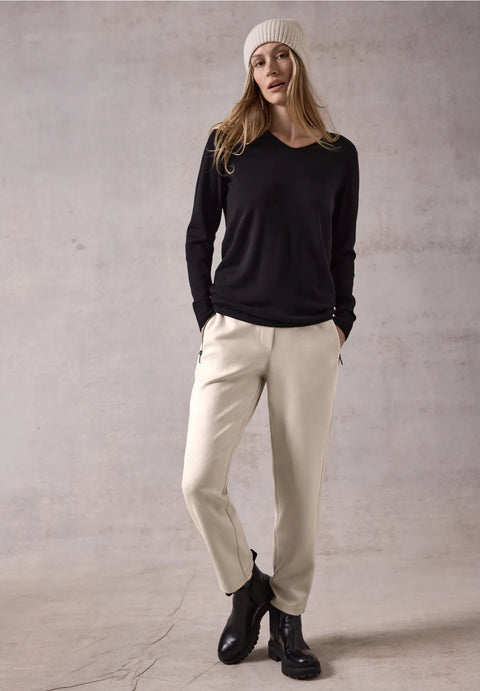 Cecil Suede Look Trousers -beige