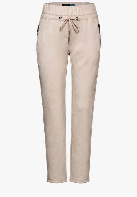 Cecil Suede Look Trousers -beige