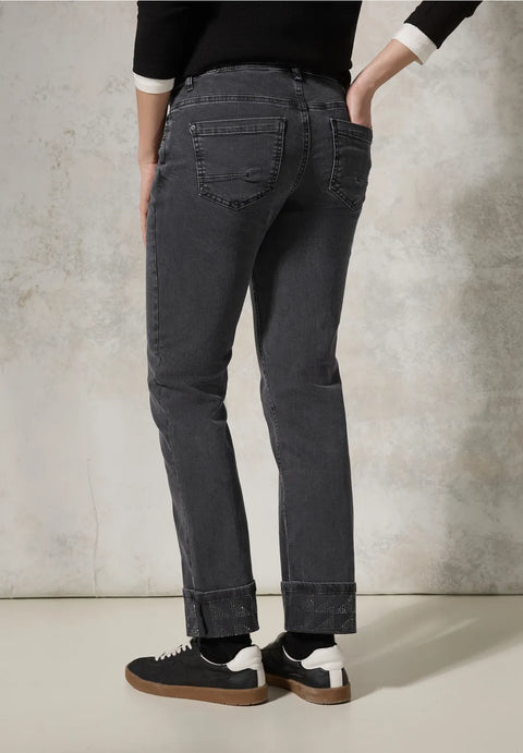 Cecil Scarlett Jeans with turn-ups - black washed