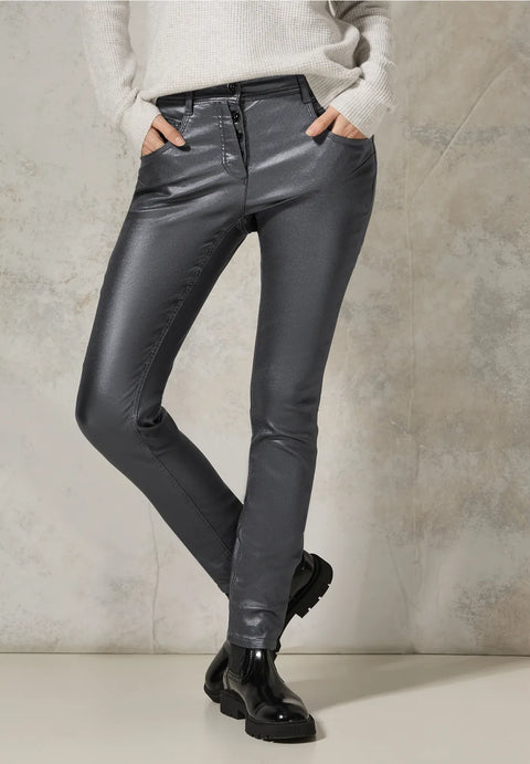 Cecil Style Scarlett Coated Jeans - Silver