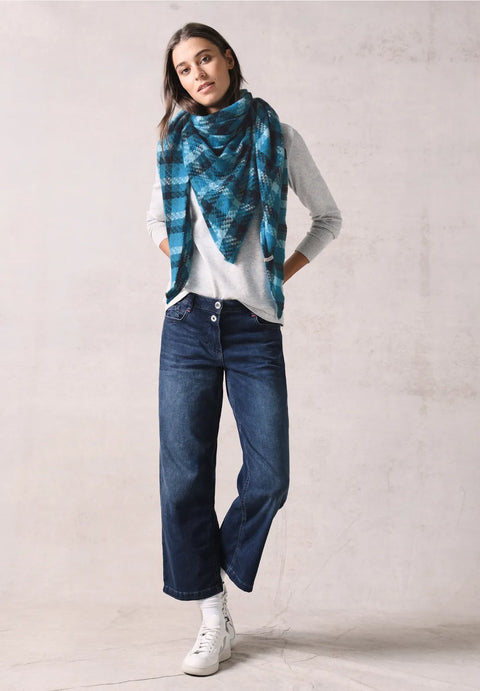 Cecil Checkered Scarf - Blue