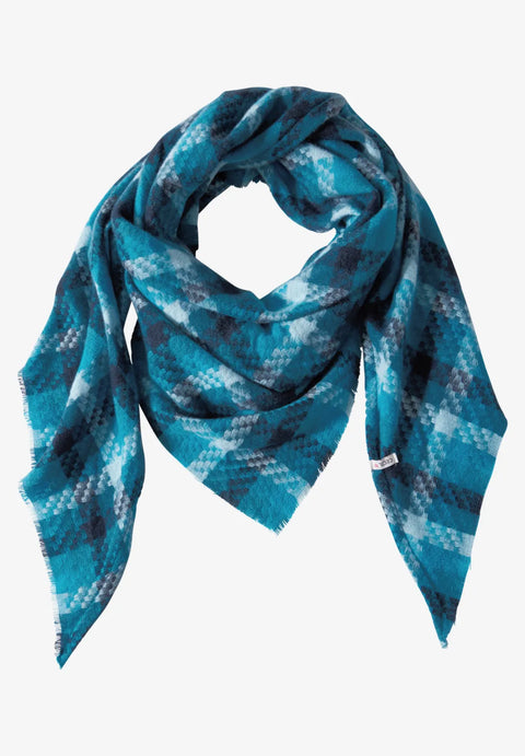 Cecil Checkered Scarf - Blue