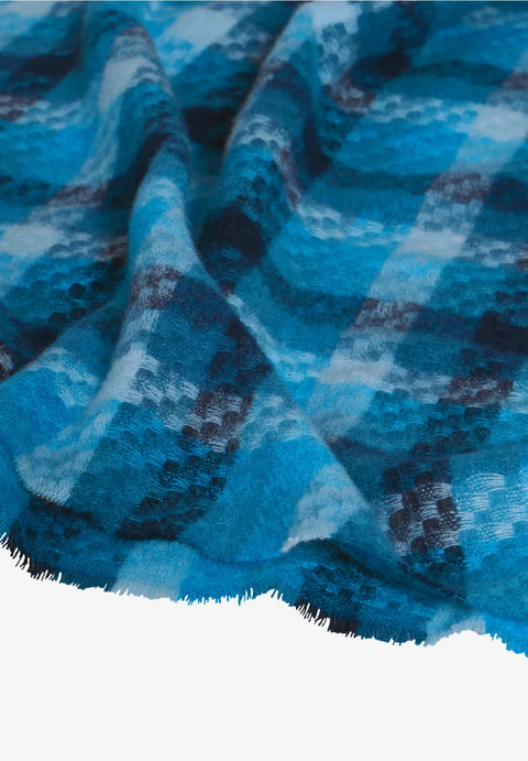 Cecil Checkered Scarf - Blue