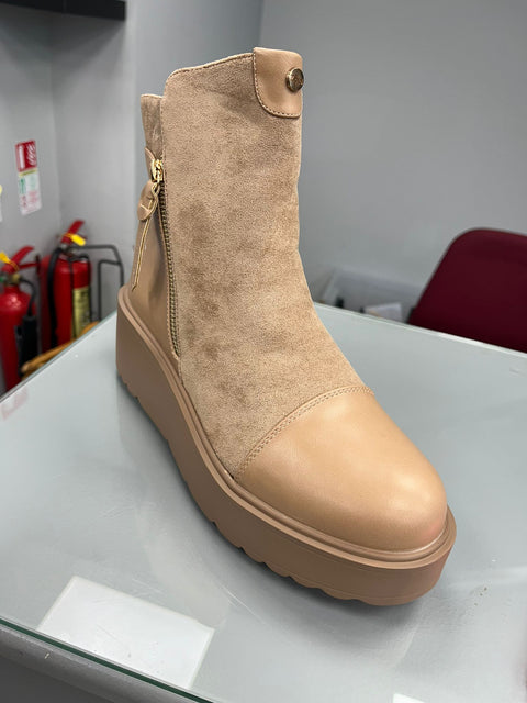 Kyla Beige Wedge Boot