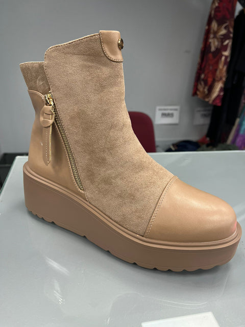 Kyla Beige Wedge Boot