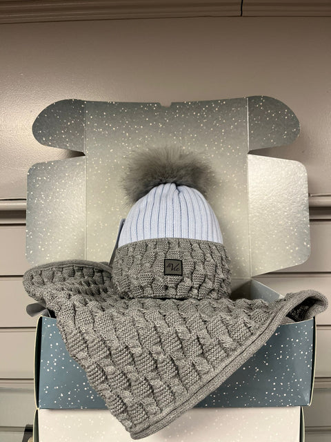 Lisa Hat & Snood Set - Blue