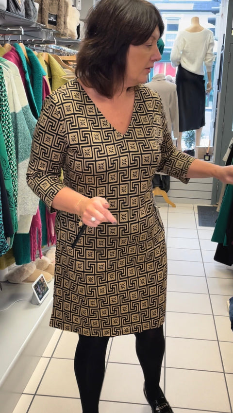 Vegas Day Dress - Black & Gold Pattern