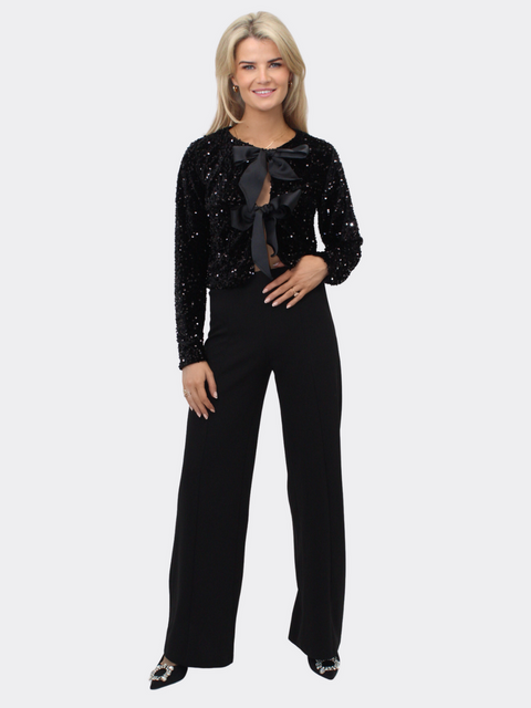 Kate & Pippa Lori Bow Tie Jacket in Black Sparkle