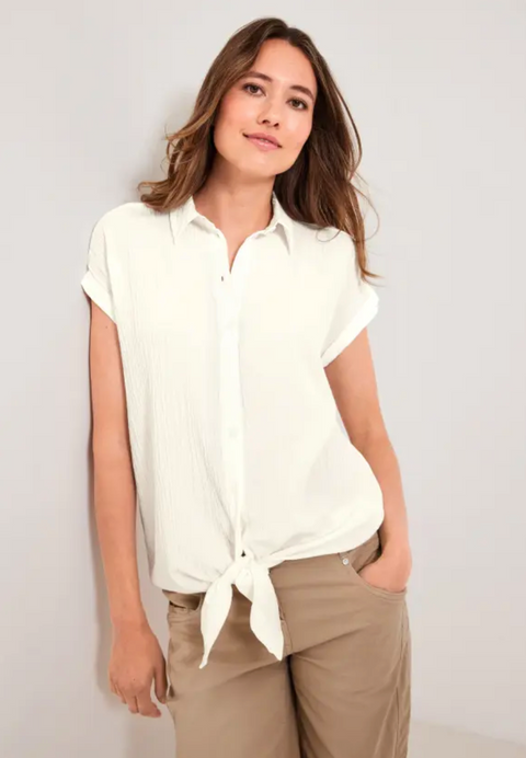 Cecil Blouse with Knot Detail - Cream