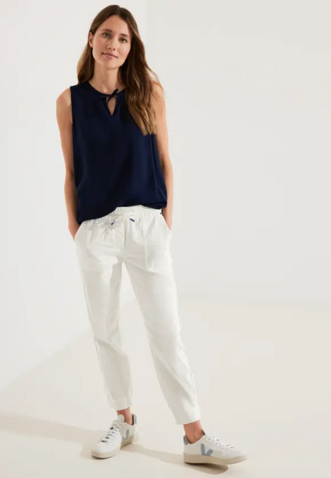 Cecil Casual Fit Trousers - White