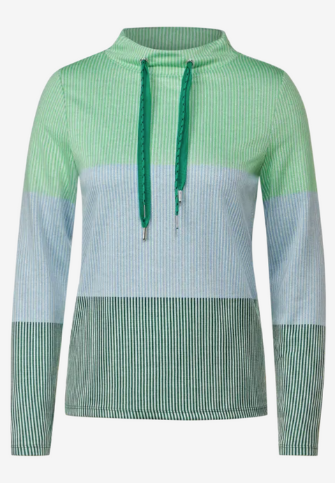 Cecil Jacquard Striped Sweatshirt - Green