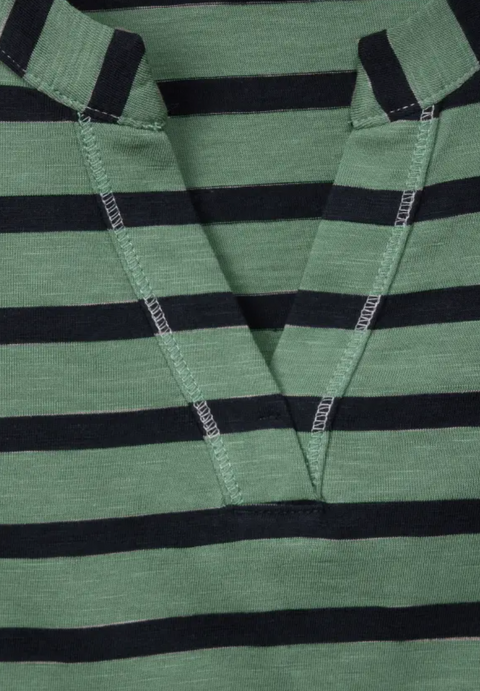 Cecil Cotton Striped Top - Green