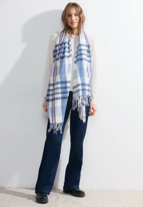 Cecil Checked Scarf with Fringe