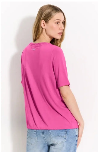 Cecil gathered collar T-shirt - Bloomy Pink