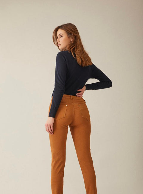 CRO 7/8 Magic Fit Jeans With Zips - Dark Cognac