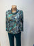 YEW Teal Green Animal Print Cowl Neck & Band Top