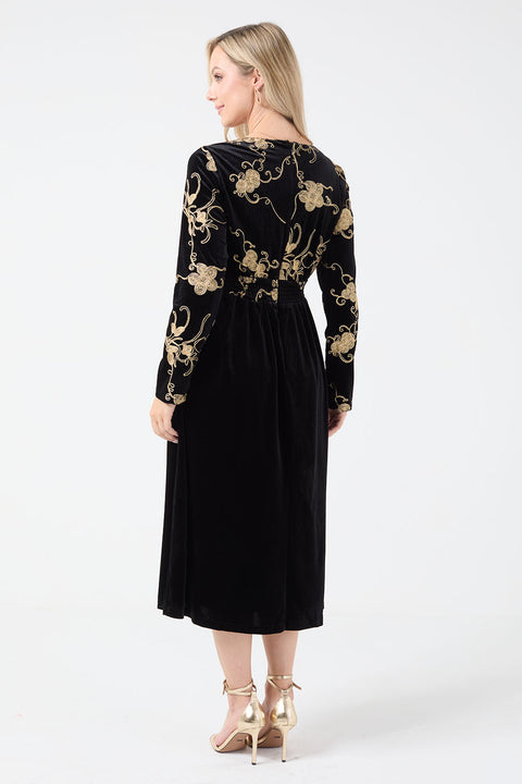 Marc Angelo Velvet Dress with Black/Gold Brocade