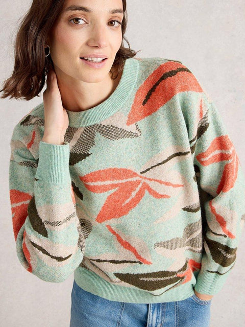 White Stuff Petal Jumper - Green Multi