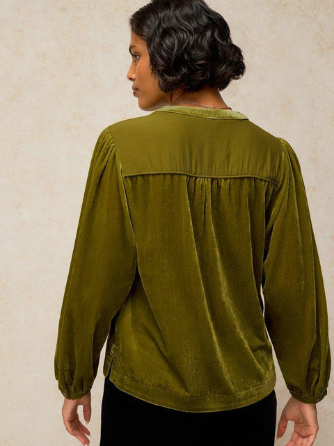 White Stuff Lana Velvet Top - Green