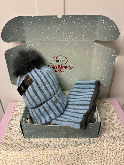 Phil Gift Box Hat & Snood Set Blue