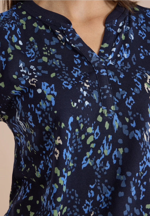 Cecil Minimal Rib Collar Tunic - Navy
